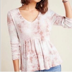Anthropologie T.La Jill Babydoll Tie Dye Peplum Top